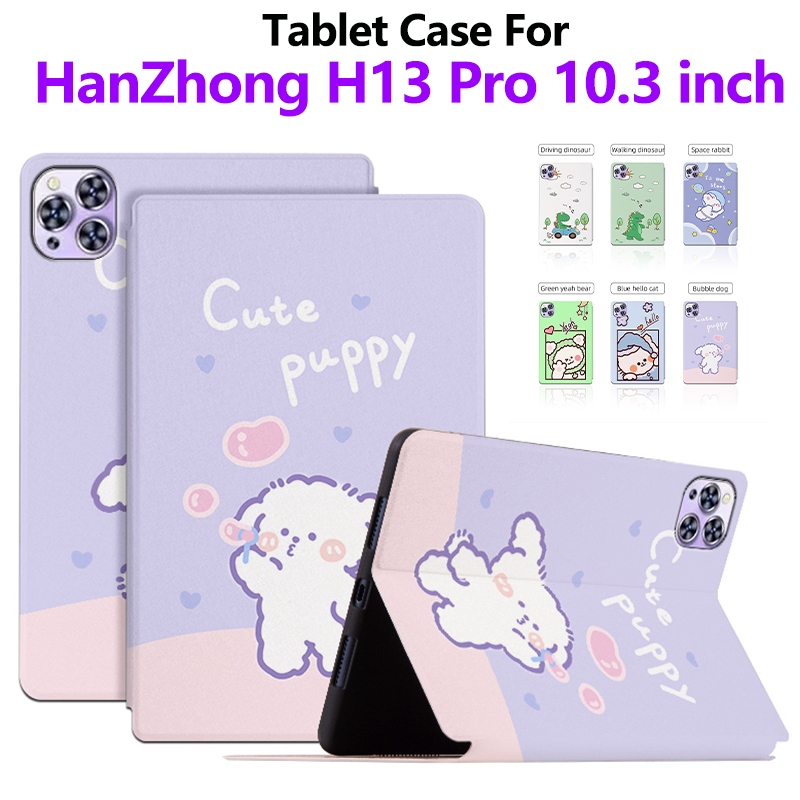 แฟชั่นการ์ตูนแท็บเล็ตสําหรับ HanZhong H13 Pro 10.3 นิ้ว 2024 คุณภาพสูง PU หนัง Sweatproof NonSlip แท