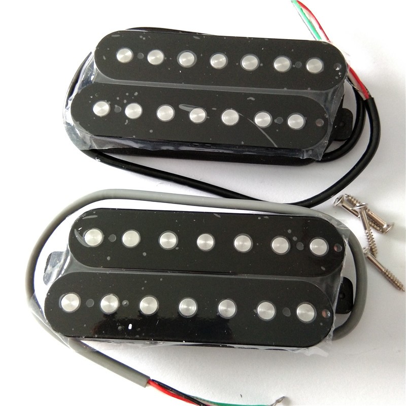 2PCS พัดลม Fretted 7 สายกีตาร์ไฟฟ้า Double Coil Pickups สะพานและคอ Passived Pickups SD622