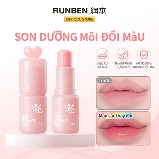 RUNBEN Son Dưỡng Môi Trẻ Em Dưỡng ẩm Và Ngăn Ngừa Nứt Nẻ, Son Môi đổi Màu 4g