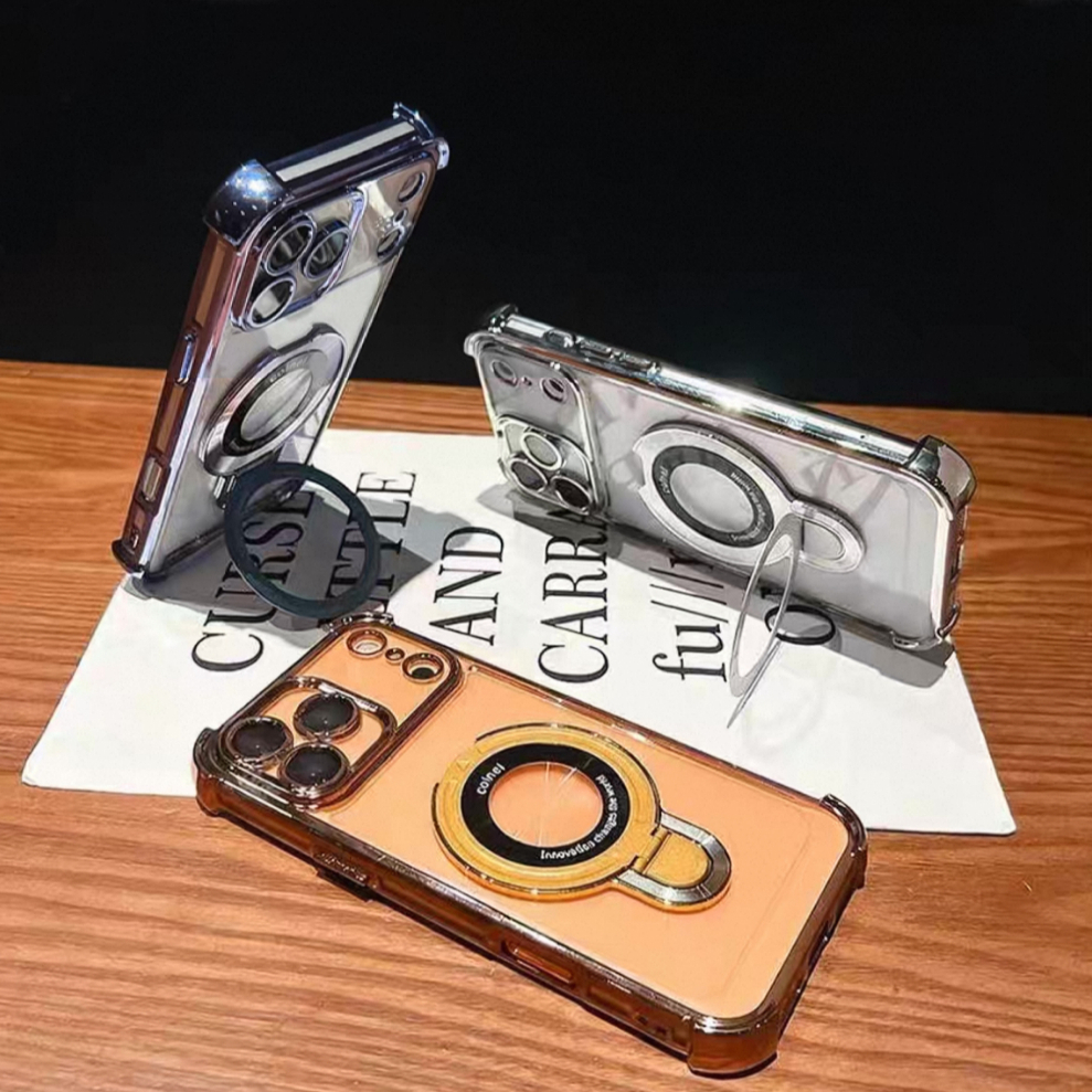 ชุบกันกระแทกสําหรับiPhone 17 Pro Max 17Air 16 15 12 13 11 14 Pro Max 16 Plus 16e Super strong anti Fallพร้อมที่วางขาตั้งปลอกแข็งใส - รูปที่ 5