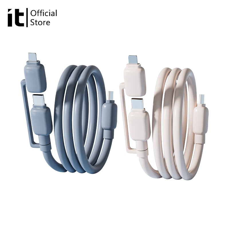 [it]2 in 1 สาย USB C 120W สายชาร์จ, สายชาร์จ USB C Combo Type C/L พอร์ตสําหรับ iPhone/iPad/Samsung/แล็ปท็อปชาร์จเร็ว PD ชาร์จ