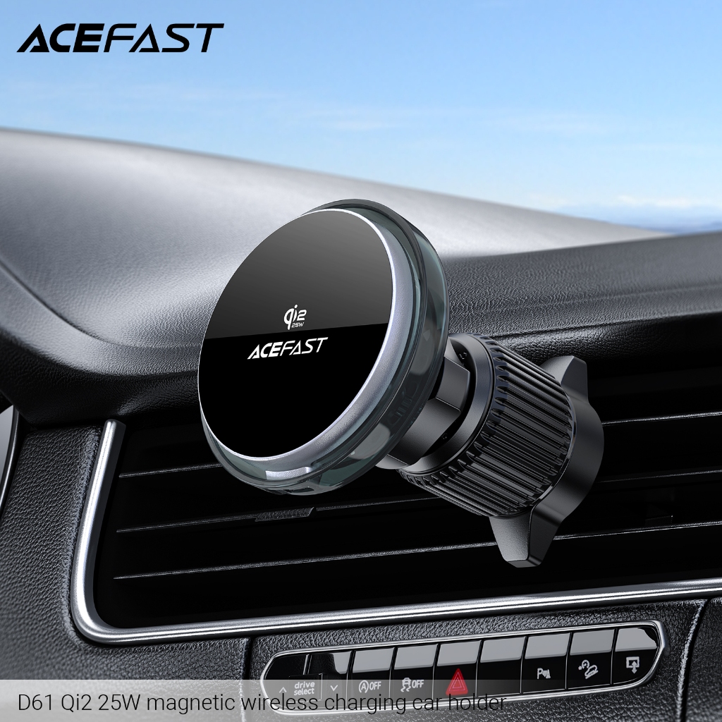 ACEFAST D61 สังกะสีอัลลอยด์แม่เหล็ก 15W Wireless Car Charger Air Outlet Mount สําหรับ iPhone 13 12 P
