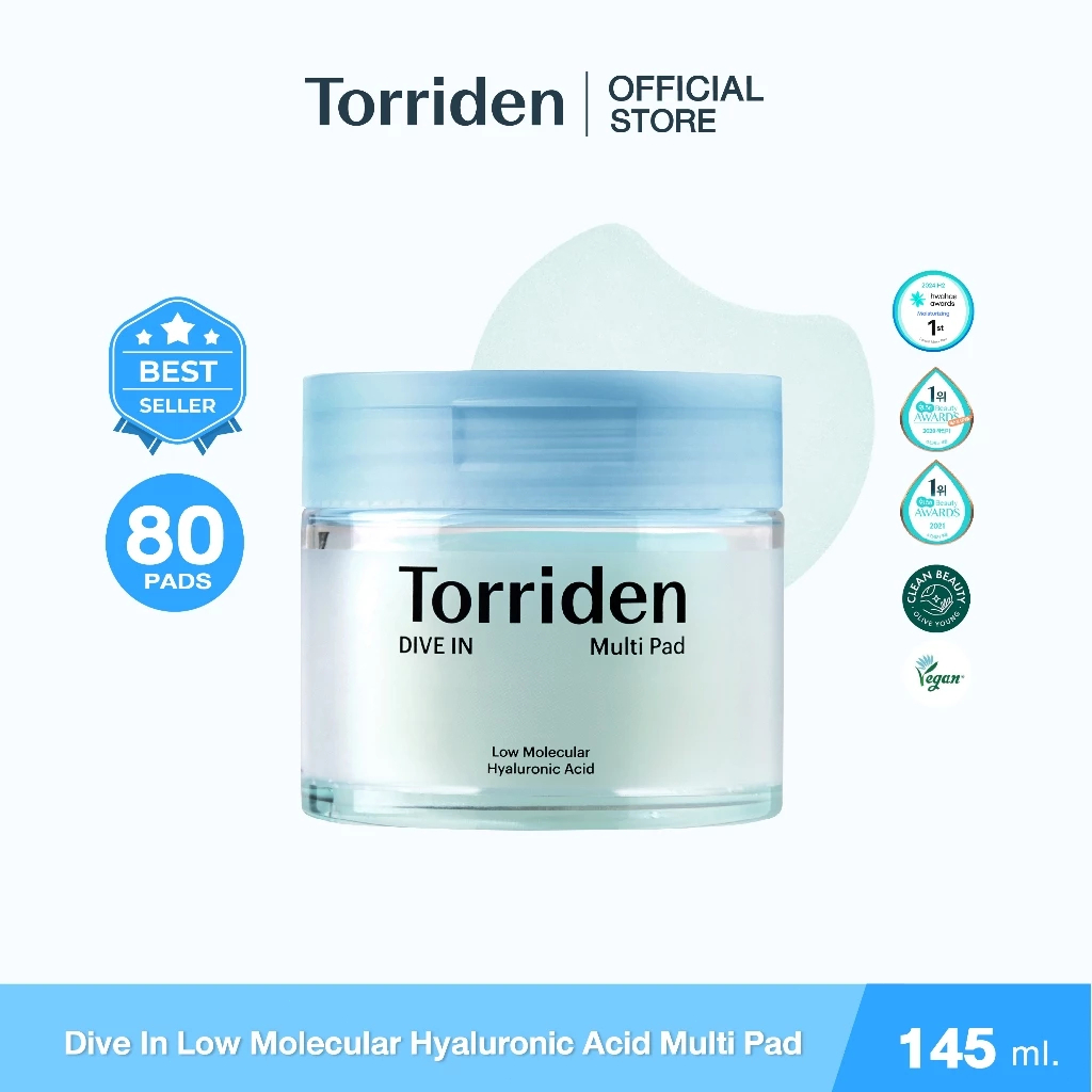 Torriden Dive-In Low Molecular Hyaluronic Acid Multi Pad (80 แผ่น) Torriden Hyaluronic Toner Pads