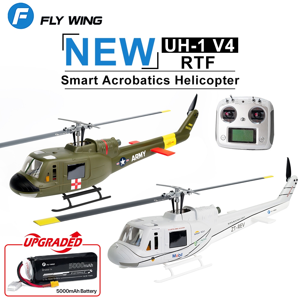 FlyWing UH-1 V4 RC เฮลิคอปเตอร์ RTF 16V UH1 V4มอเตอร์ไร้แปรงถ่าน 10CH GPS ความสูงถือเฮลิคอปเตอร์จุดค