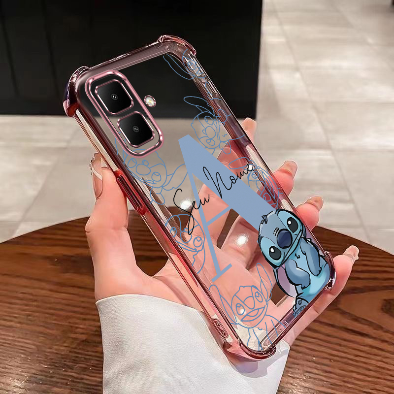 Infinix Smart 10 X6725 X6725B Smart10 Plus เคสโทรศัพท์ Stitch น่ารักชื่อที่กําหนดเองโปร่งใสกันกระแทก