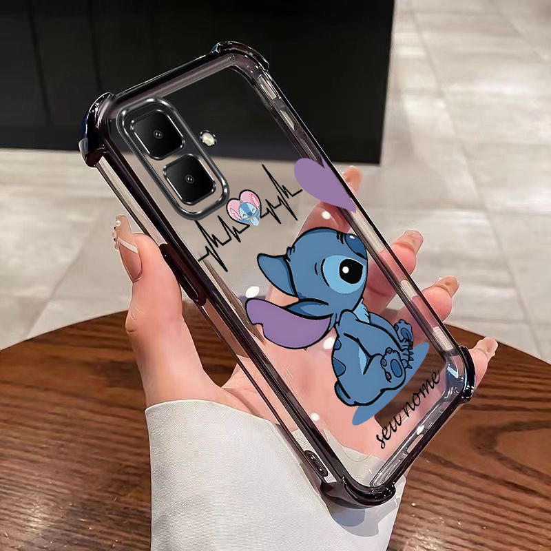 Infinix Smart 10 X6725 X6725B Smart10 Plus คู่ Stitch ที่กําหนดเองชื่อกรณีซิลิโคนใสนุ่มกรณีชุบถุงลมน