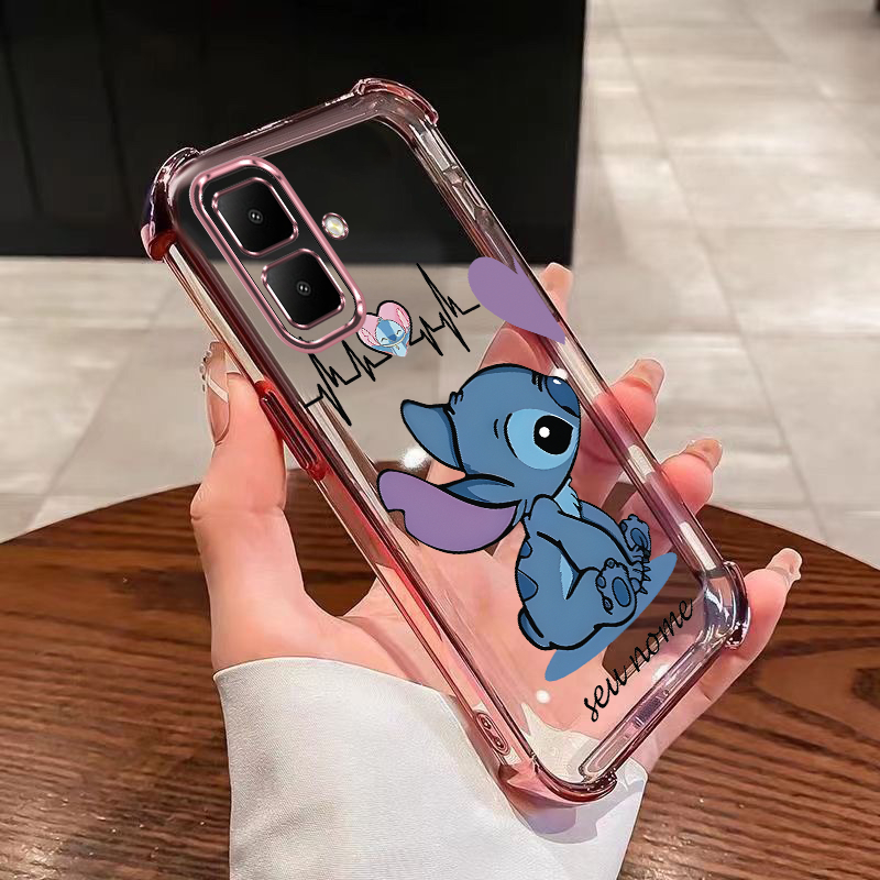 Infinix Smart 10 X6725 X6725B Smart10 Plus คู่ Stitch ที่กําหนดเองชื่อกรณีซิลิโคนใสนุ่มกรณีชุบถุงลมน