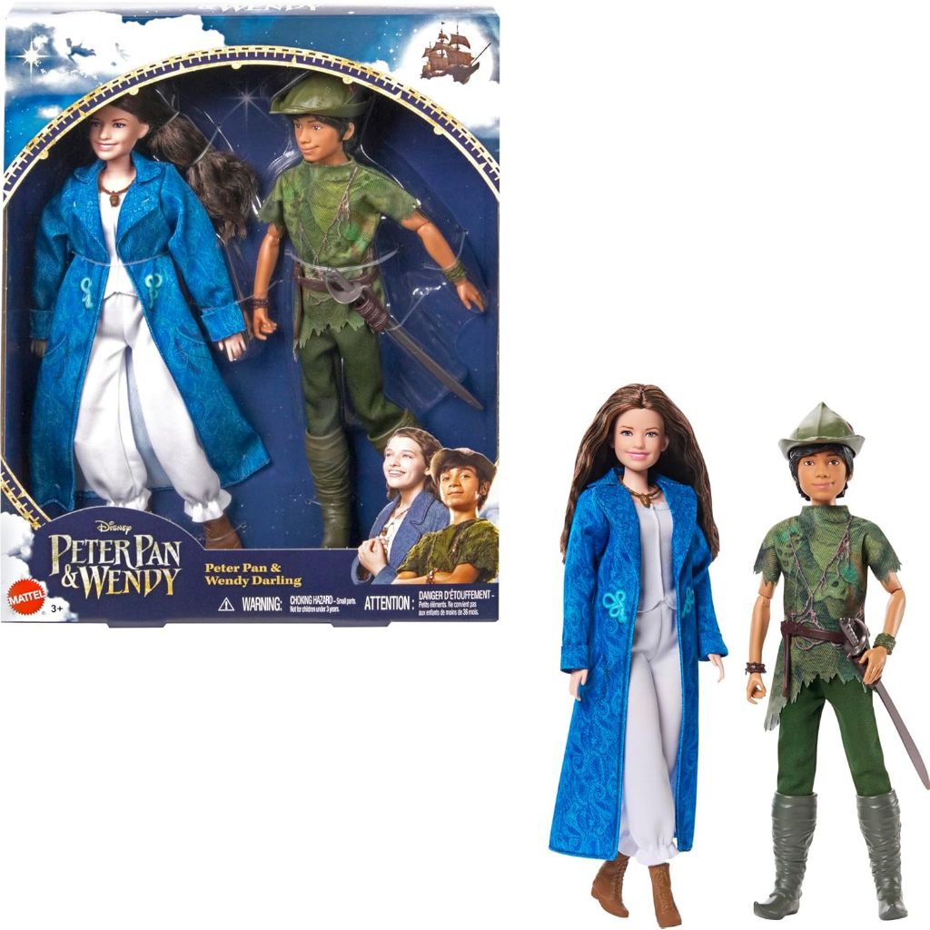 ของเล่น Disney Peter Pan & Wendy, Peter Pan & Wendy 2-Doll ชุดสะสมกับ Peter Pan & Wendy Darling ตุ๊ก