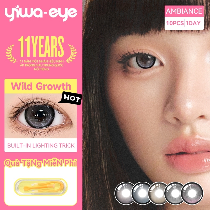 YIWEYE คอนแทคเลนส์แบบใช้แล้วทิ้งทุกวันสีเขียว/สีน้ําตาล/สีเทา/สีชมพูนุ่ม 10 แพ็คเส้นผ่านศูนย์กลาง 14
