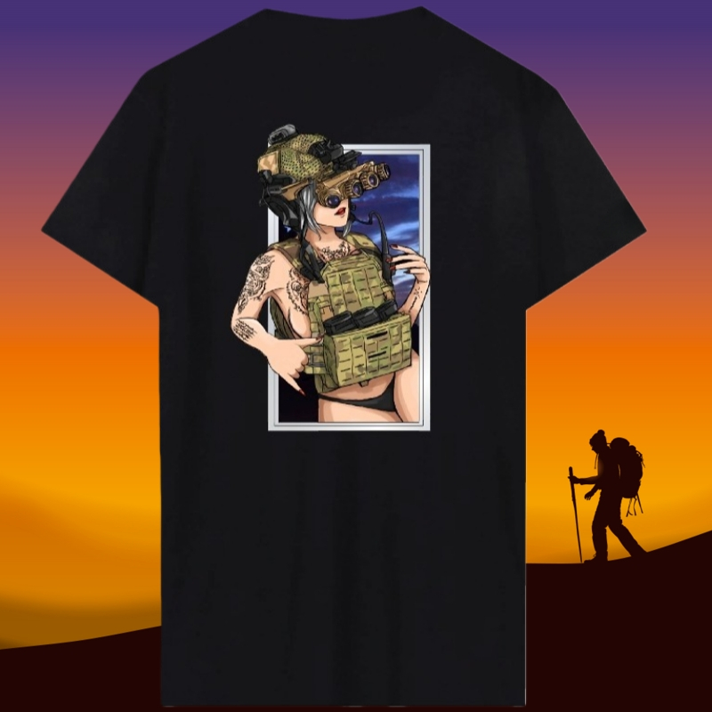[S-5XL ขนาดเต็ม] V X-Night OPS เสื้อยืด 2025 ยุทธวิธีกราฟิกรูปแบบคู่การพิมพ์ Unisex ผ้าระบายอากาศไม่อับชื้นเสื้อยืดสไตล์ยุทธวิธีพร้อมสต็อกผมตรง