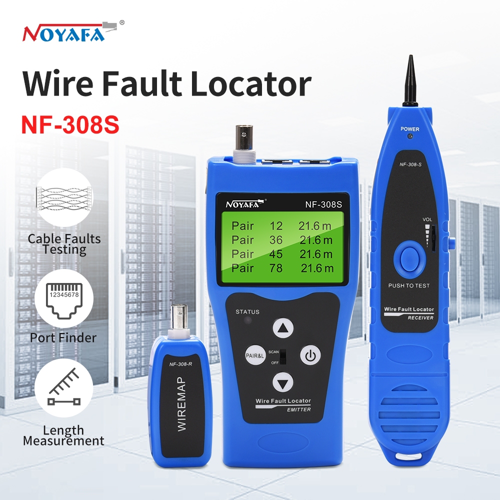 NOYAFA NF-B509 เครื่องทดสอบสายเคเบิลเครือข่ายจอแสดงผล LCD Tracker PoE เครื่องทดสอบวัดความยาวเครื่องทดสอบความต่อเนื่องมัลติมิเตอร์แบบดิจิตอล