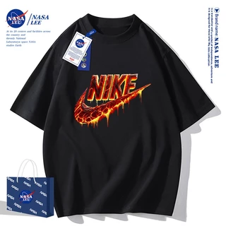 NASA เสื้อยืด ผู้หญิงผู้ชาย รุ่นใหม่ปี 2025 ลายโลโก้แบรนด์ คอกลม ผ้าฝ้ายแท้ ทรงหลวม ระบายอากาศได้ดี