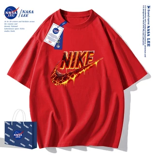 NASA เสื้อยืด ผู้หญิงผู้ชาย รุ่นใหม่ปี 2025 ลายโลโก้แบรนด์ คอกลม ผ้าฝ้ายแท้ ทรงหลวม ระบายอากาศได้ดี