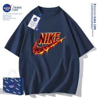 NASA เสื้อยืด ผู้หญิงผู้ชาย รุ่นใหม่ปี 2025 ลายโลโก้แบรนด์ คอกลม ผ้าฝ้ายแท้ ทรงหลวม ระบายอากาศได้ดี