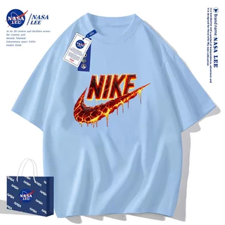NASA เสื้อยืด ผู้หญิงผู้ชาย รุ่นใหม่ปี 2025 ลายโลโก้แบรนด์ คอกลม ผ้าฝ้ายแท้ ทรงหลวม ระบายอากาศได้ดี