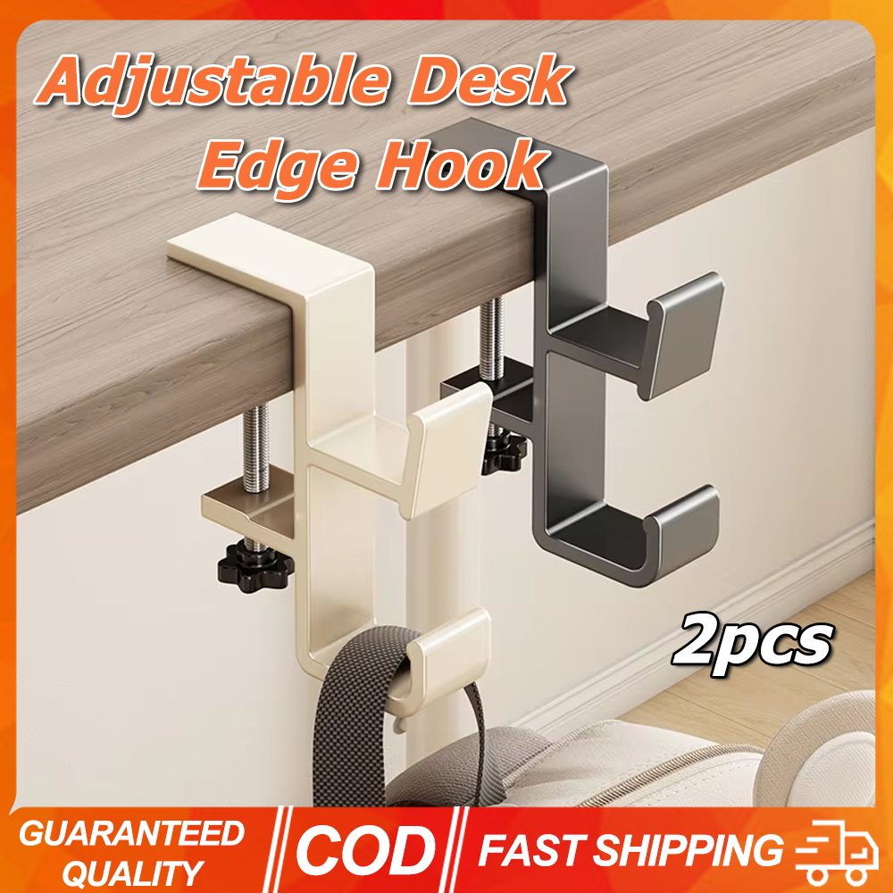 2ชิ้นปรับโต๊ะขอบตะขอชุดหูฟังเล่นเกมแบบพกพาโต๊ะแขวนนักเรียนกระเป๋าเป้สะพายหลังการจัดเก็บตะขอแขวนหมัดฟรีโฮมออฟฟิศจัด