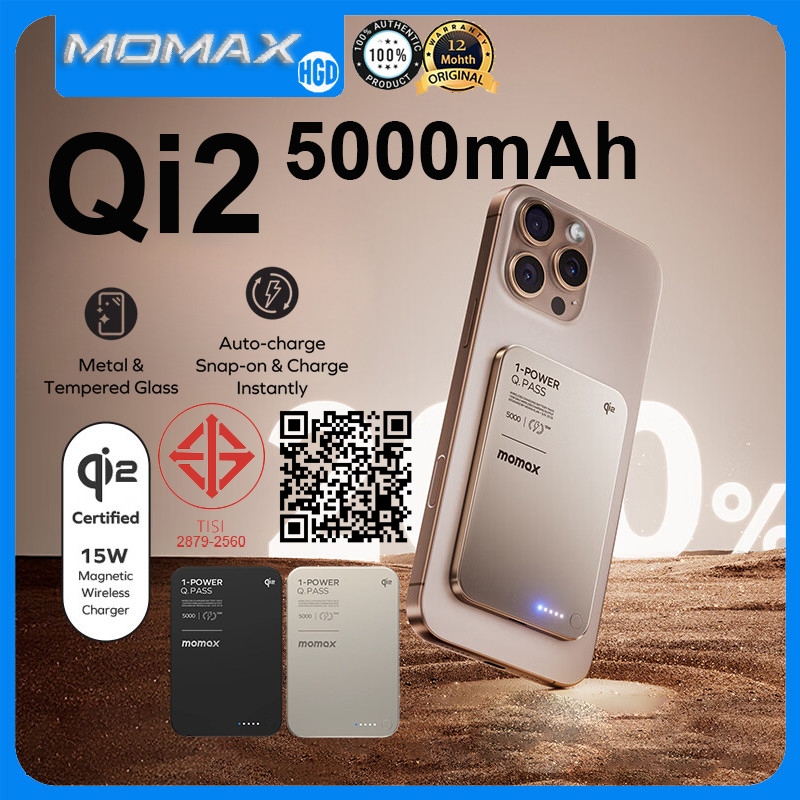 Momax Q.Pass Qi2 5000mAh Magnetic Wireless Power Bank 15W Fast Charging Powerbank