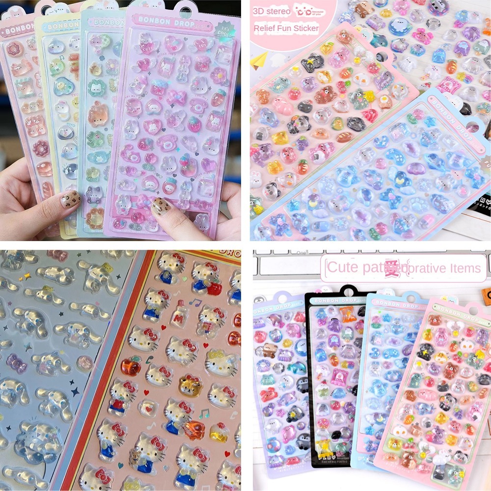สติ๊กเกอร์คริสตัล, สติ๊กเกอร์ตกแต่งบรรเทาโทรศัพท์การ์ตูนน่ารัก, สติ๊กเกอร์เด็ก Cinnamoroll ที่น่าสนใจ Hello Kitty