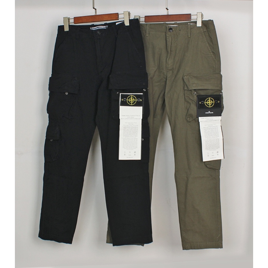 STONE ISLAND เกาะหินล้างกางเกงคาร์โก้กางเกงหลายกระเป๋าเข็มทิศ