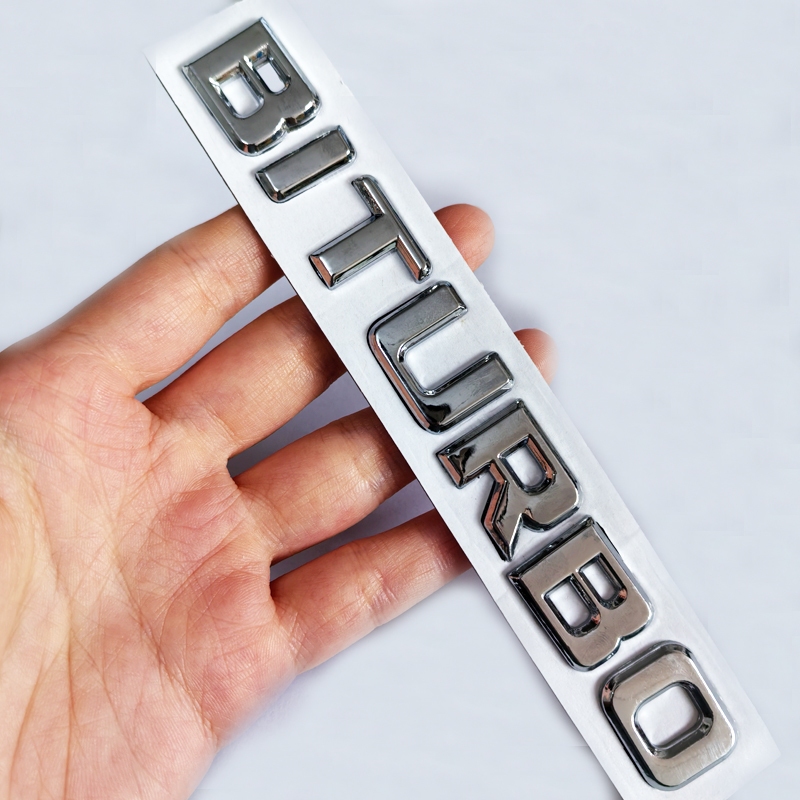 1 x ABS BITURBO ตัวอักษรรถ Auto ตกแต่งป้ายสัญลักษณ์สติกเกอร์รูปลอกเปลี่ยน BITURBO ตัวอักษรโลโก้ BI-TURBO