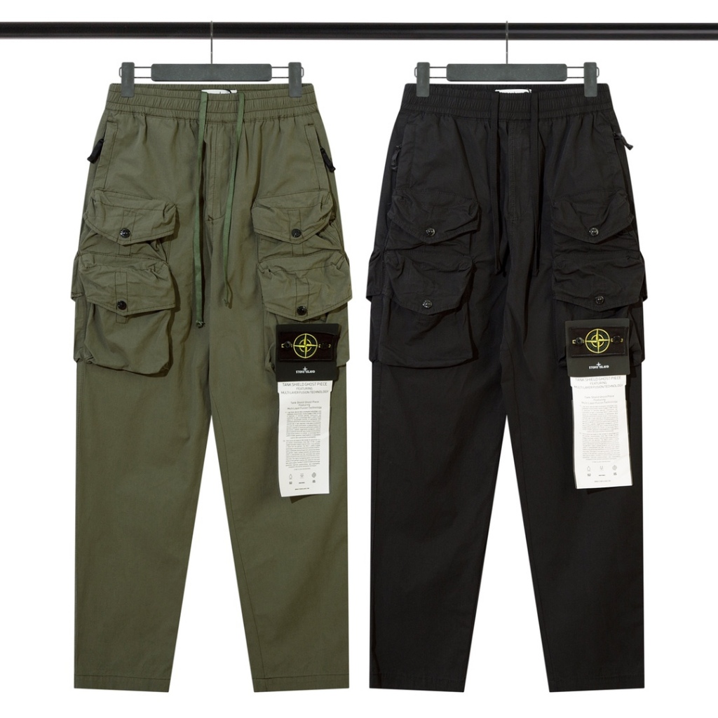 STONE ISLAND STONE ISLAND กางเกงขายาวทรงหลวมหลายกระเป๋ากางเกงทักษะกลางแจ้ง