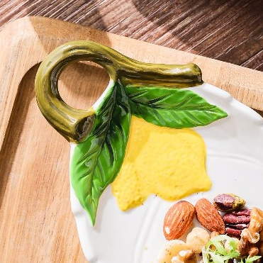 HongDian ชุดแก้วและจานเซรามิก ceramic porcelain tableware set ลายมะนาว underglaze ดีไซน์น่ารักสดใส แก้วน้ำ mug cup จาน plate ปลอดภัยต่ออาหาร ทนความร้อน สีไม่ซีดจาง ใช้กับ microwave oven ได้ ล้างใน dishwasher ได้ เก็บในตู้เย็นได้ ทำความสะอาดง่าย - รูปที่ 7