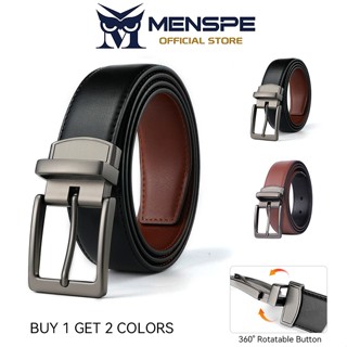 MENSPE เข็มขัดผู้ชายแบบหัวเข็มขัดหมุนสองชั้นหนังวัวสองชั้นสอ…