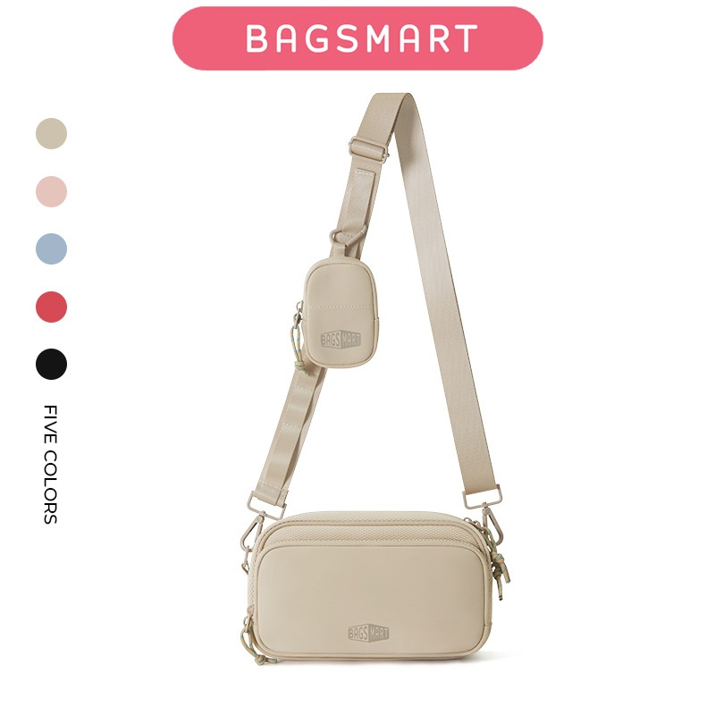 BAGSMART กระเป๋าข้างแฟชั่นสำหรับผู้หญิง ป้องกันน้ํา พร้อมช่องเก็บของหลากหลายและกระเป๋าแยกออกมาได้