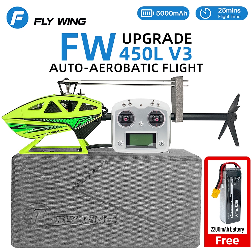 Fly Wing FW450L V3 RC เฮลิคอปเตอร์ 10CH RTF GPS โมดูลอัตโนมัติกลับ ACE ควบคุมการบินฟรี 2200mAh แบตเต