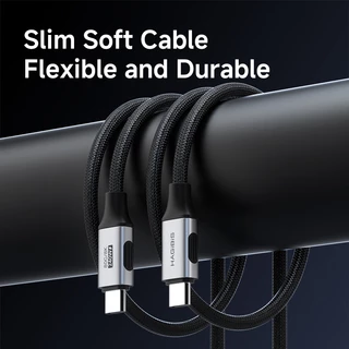 Hagibis USB4 ยืดหยุ่นสาย PD240W USB C ถึง USB C สาย 8K60Hz 80Gbps Data Transfer Thunderbolt 4/3 สายวิดีโอสําหรับ iPhone 17 Pro iPad