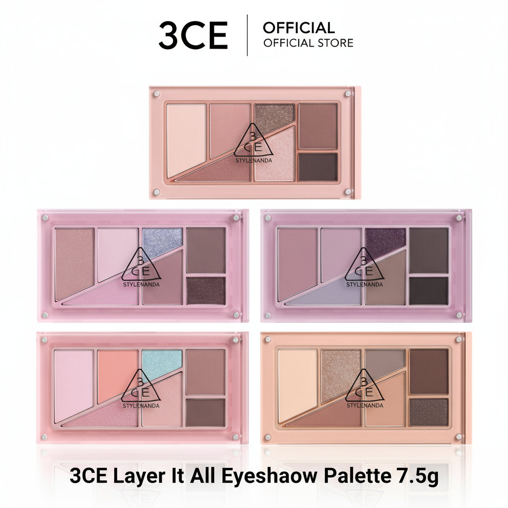 3CE LAYER-IT-ALL Palette ( อายแชโดว์, บลัชออน, คอนทัวร์) อายแชโดว์, บลัชออน, Contour Palette 7.5g - 
