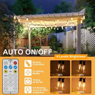 Amiluo ไฟสตริงโซล่าเซลล์ ST38 7-15M กันน้ำ IP65 8 โหมด รีโมท ไฟแต่งสวน