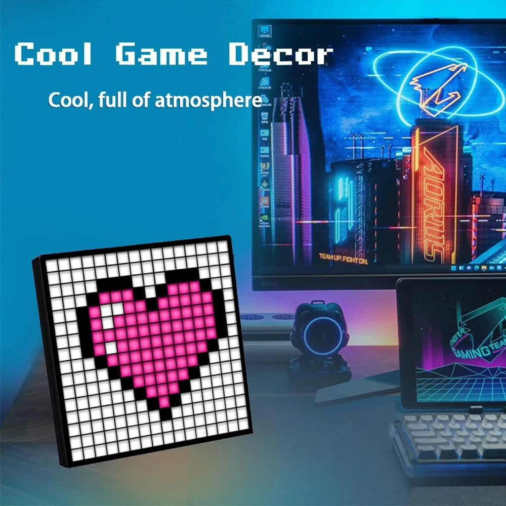 Led Matrix Pixel Display สมาร์ทหน้าจอ APP ควบคุมโปรแกรม Night Light Digital Pixel กรอบรูปเกมตกแต่งห้องตารางโคมไฟ