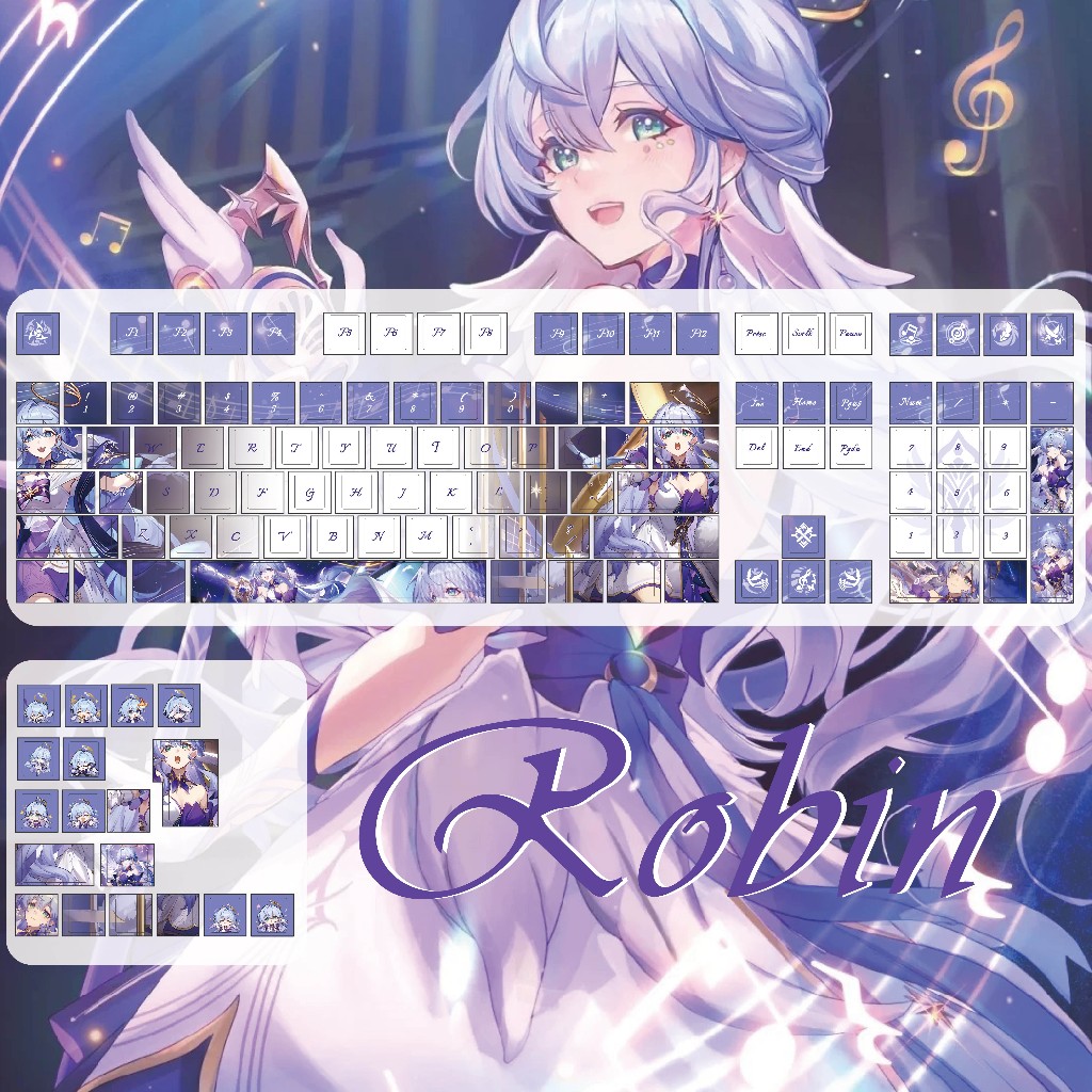 Robin Keycaps 120 คีย์โปรไฟล์เชอร์รี่ PBT Wooting Aula F75 Mechanical Anime Keycap Dye Sublimation บ