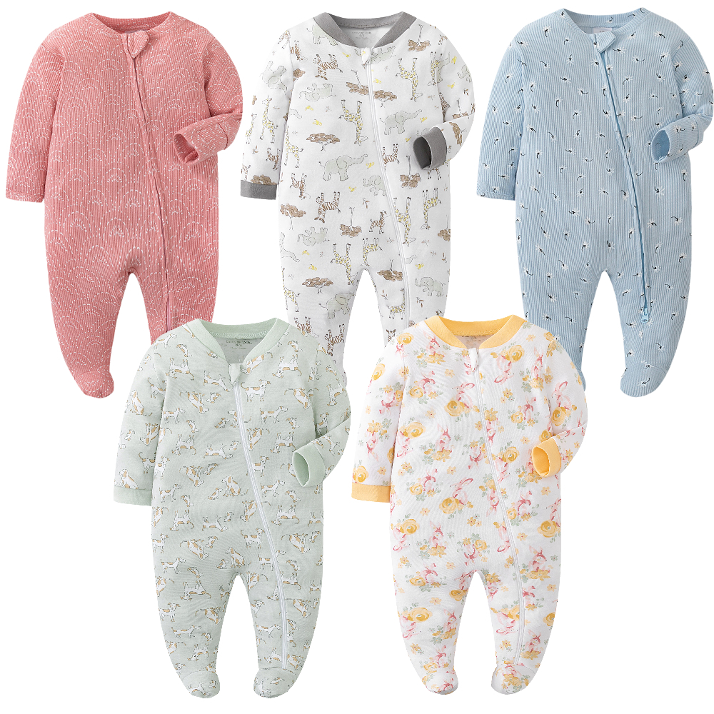 Disney Mickey Mouse ทารกแรกเกิดชายและหญิง Rompers Footie ชุดนอนซิปแขนยาว Sleeper เหมาะสําหรับเด็กอายุ 0-9 เดือน