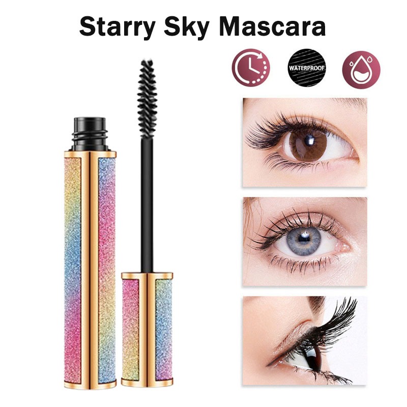 Starry Sky มาสคาร่า 4D กันน้ํา แห้งง่าย ธรรมชาติ นุ่ม ยาว ขนตา แต่งหน้า มาสคาร่า สีดํา หนา ขนตา เครื่องสําอาง แต่งตา