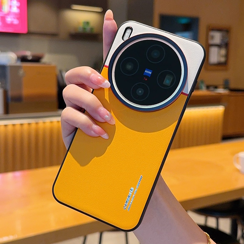 สําหรับ VIVO X300 Pro X200 Pro X100s หนังธรรมดาไฟฟ้าสามพลาสเตอร์ธุรกิจเคสโทรศัพท์สามสี Matte หนังผู้ชายผู้หญิงสีดํา