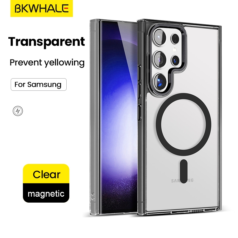BKWHALE แม่เหล็กโปร่งใสเคสโทรศัพท์สําหรับ Samsung Galaxy S25FE S24FE S23FE S24 + S25 + S26 S25 S24 S23 Ultra S26 + S25 S24 FE Plus + สี Clear ฝาหลังปลอก