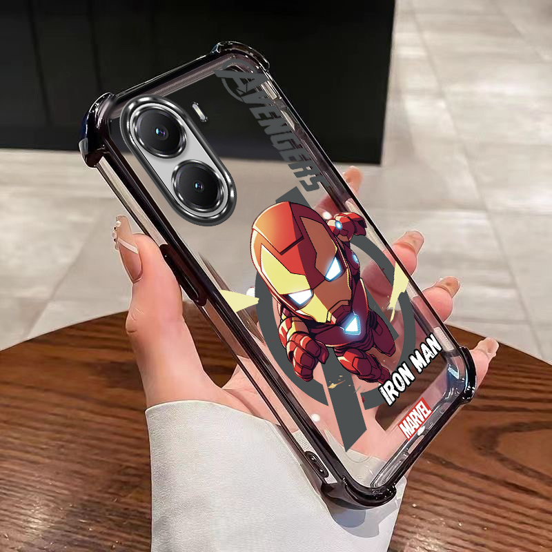 Xiaomi POCO F7 X7 Pro 5G M7 5G F7 Ultra Iron Man โปร่งใส Air Cushion กันกระแทกเคสโทรศัพท์ฝาครอบทนทาน