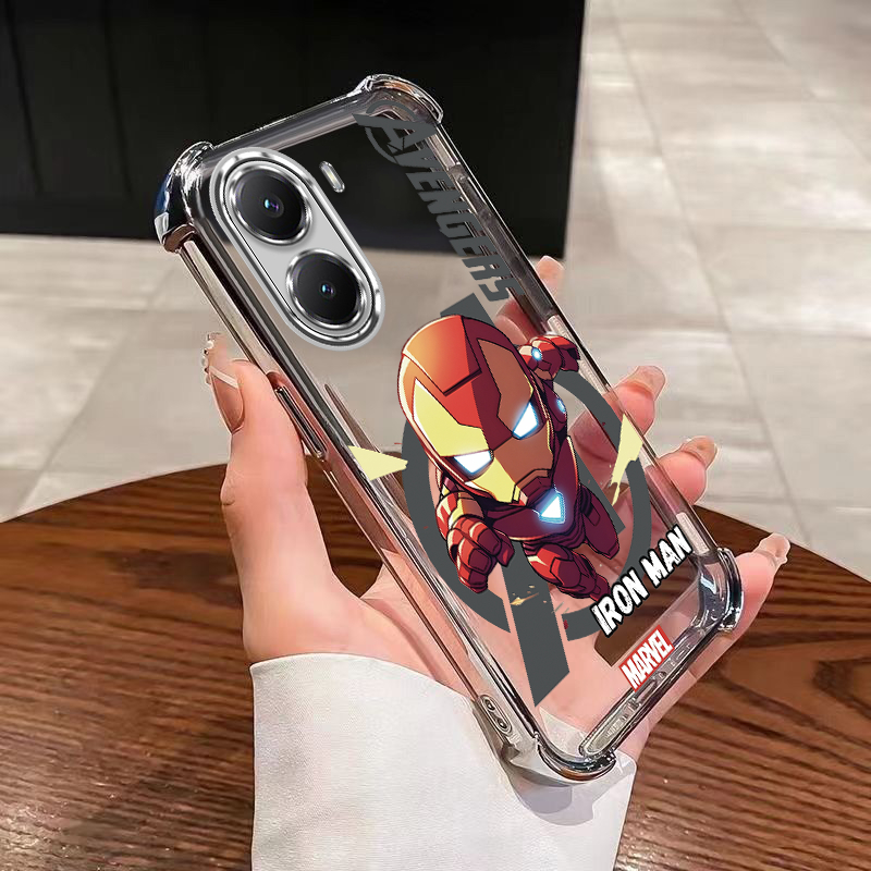 Xiaomi POCO F7 X7 Pro 5G M7 5G F7 Ultra Iron Man โปร่งใส Air Cushion กันกระแทกเคสโทรศัพท์ฝาครอบทนทาน