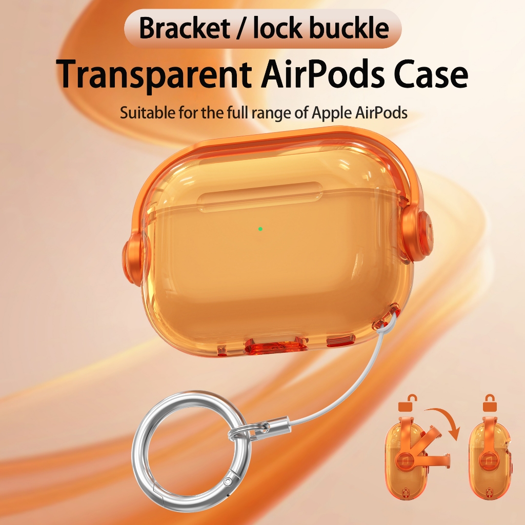 เคสป้องกันโปร่งใสพร้อมล็อกสําหรับ AirPods Pro 3/4 และ AirPods Pro 2/2 Gen