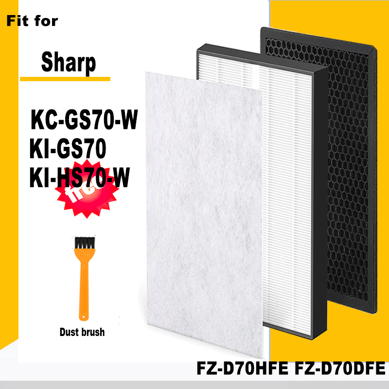 H13 ตัวกรองคาร์บอนที่เปิดใช้งาน Hepa FZ-D70HFE FZ-D70DFE สําหรับเครื่องฟอกอากาศ Sharp KC-GS70-W,KI-G