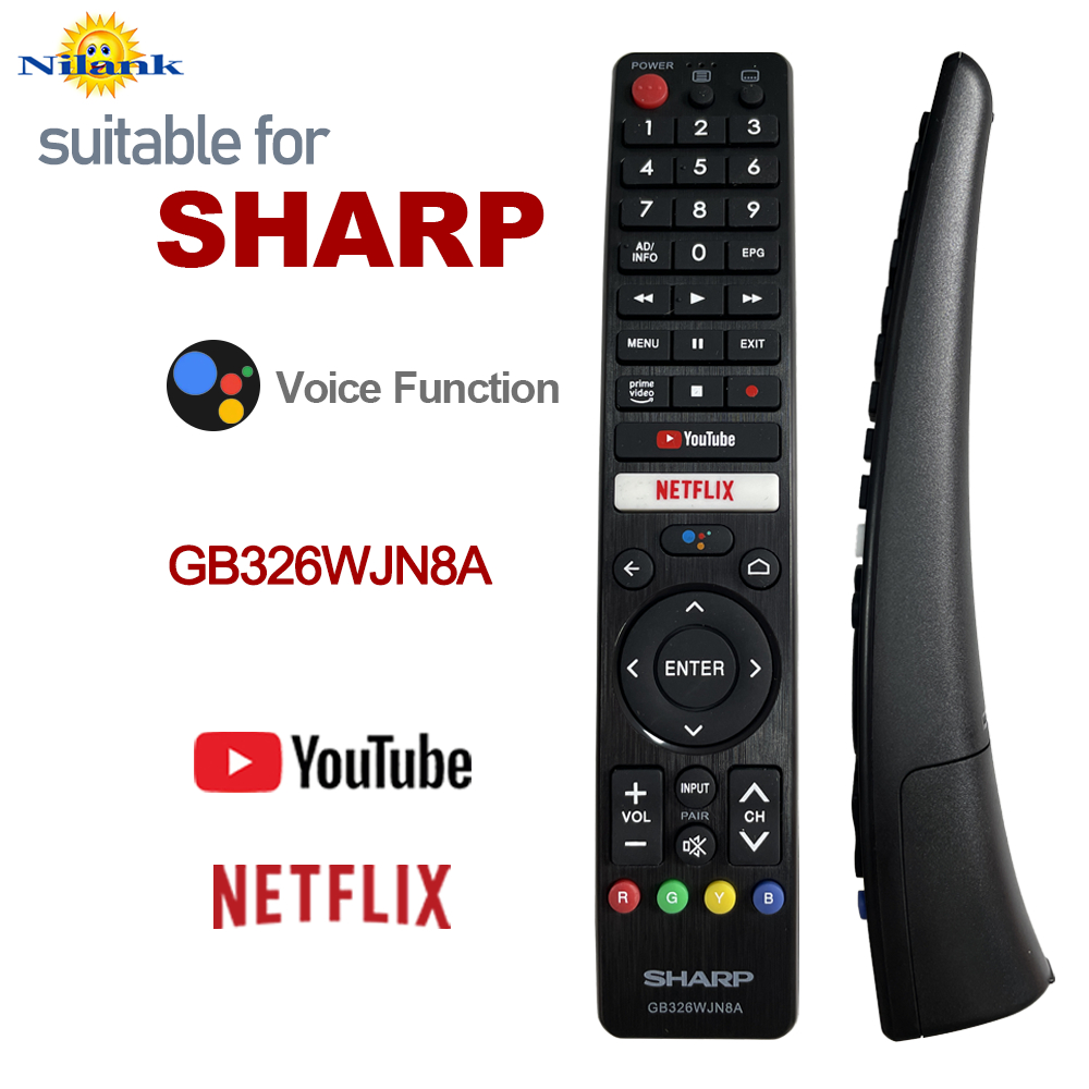 NiLANK Remote รีโมททีวีสมาร์ท Android SHARP Smart TV รุ่น GB326WJN8A ของแท้ (รองรับฟังก์ชันเสียงพูด)