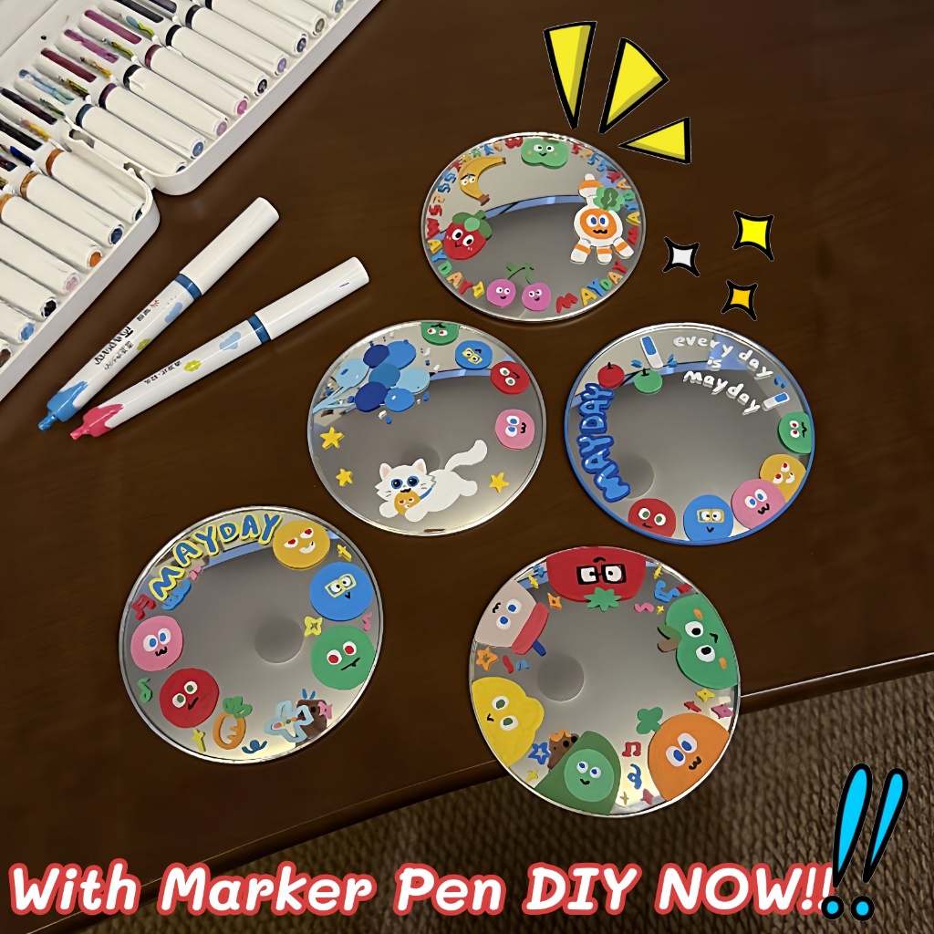 ทําเอง กระจกสะท้อนแสงขนาดเล็กกระจกเซลฟี่กราฟฟิตีขนาดเล็กความละเอียดสูงวัสดุวงกลมรอบสนามขนาดใหญ่ของดูกระจกขนาดเล็กตกแต่ง