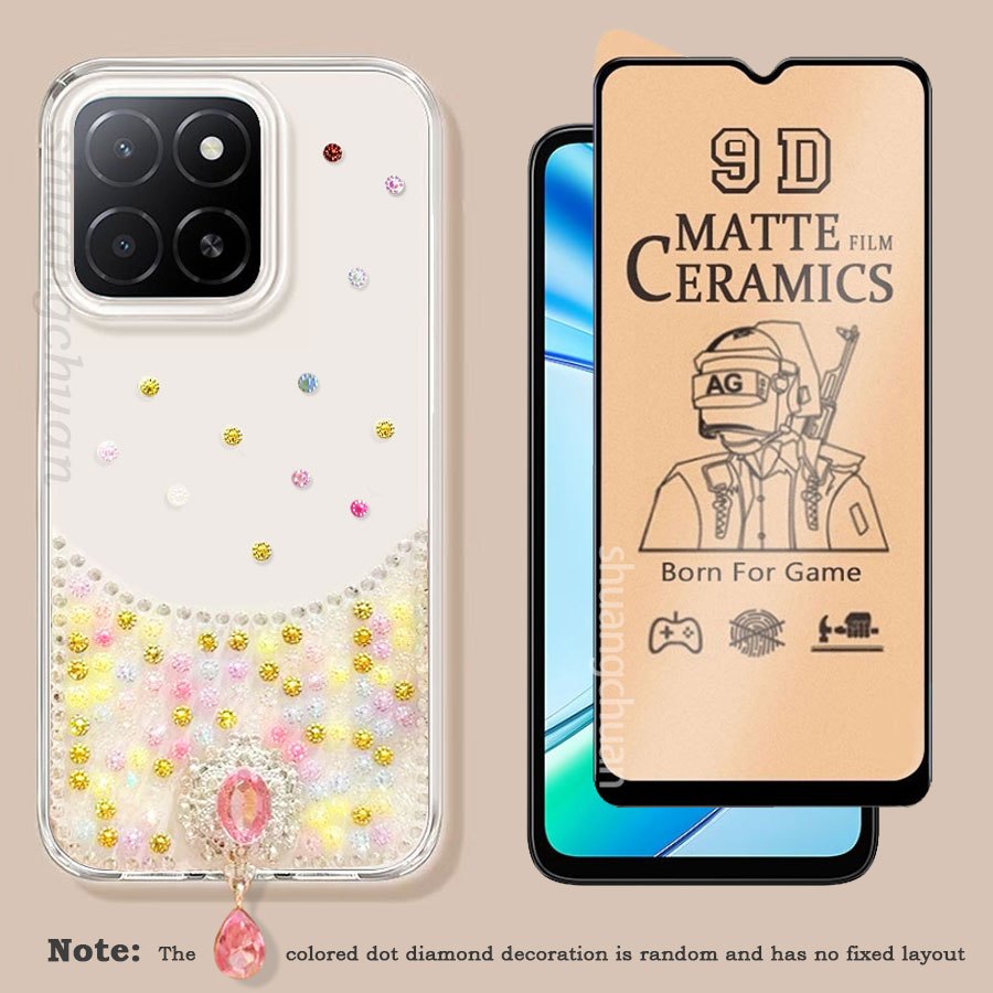 2IN1 สําหรับ Honor X5B Plus หน้าจอ Matte ป้องกันฟิล์มเซรามิคฟิล์ม Honor X5B สี Dot Diamond IMD เคสโท