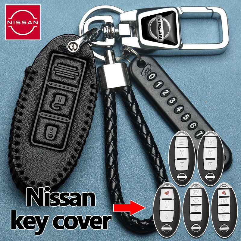 ฝาครอบกุญแจรถ Nissan สําหรับ navara/note/juke/kicks/march/cube/teana/ tiida/sylphy/almera/kick e-power 2020/navara-np300 พวงกุญแจกรณีกุญแจ