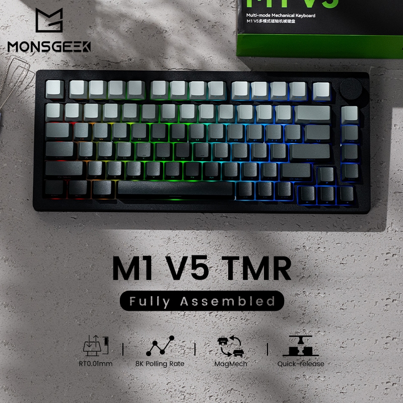 MonsGeek M1 V5 TMR -SP สวิตช์แม่เหล็กอลูมิเนียมไร้สายประกอบคีย์บอร์ดพร้อม RGB Hot-swappable,8K Hz Po