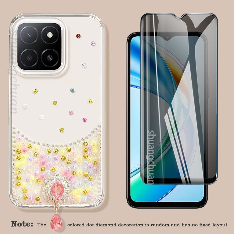2IN1 สําหรับ Honor X5B สี Dot Diamond IMD เคสโทรศัพท์ Honor X5B Plus หน้าจอฟิล์มกระจกนิรภัย Anti-pee