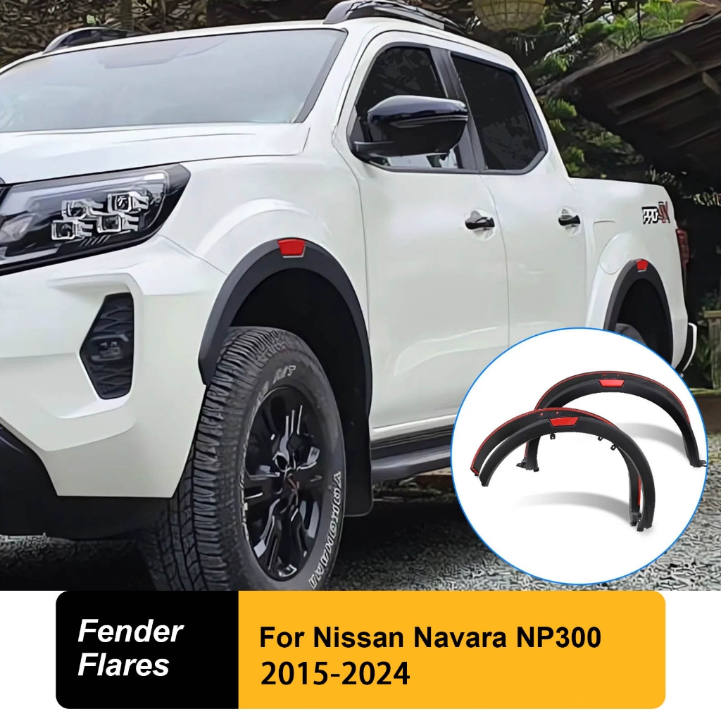 ซุ้มตกแต่งรถยนต์NP300 ซุ้มล้อ คิ้วล้อ ด้านแถบแดง ซุ้มตกแต่งรถยนต์ For Nissan NAVARA NP300 2016-2024