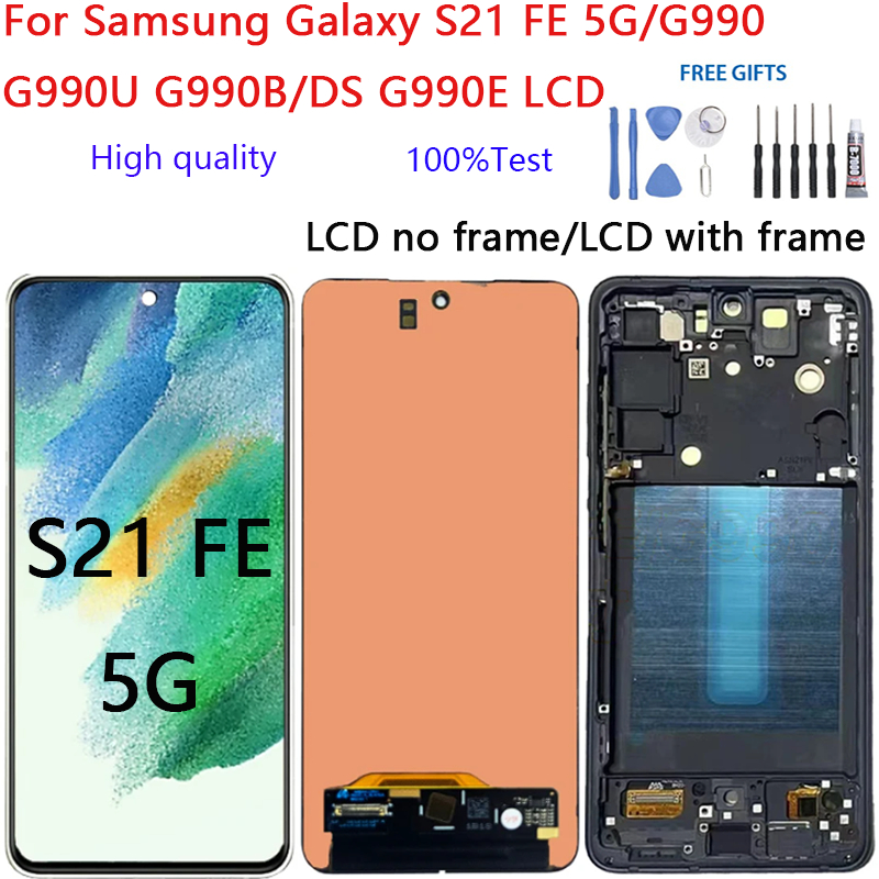 SAMSUNG สําหรับSamsung Galaxy S21 FE 5G G990 G990U G990B/DS G990E G990WจอแสดงผลLCD Touch Screen Digi